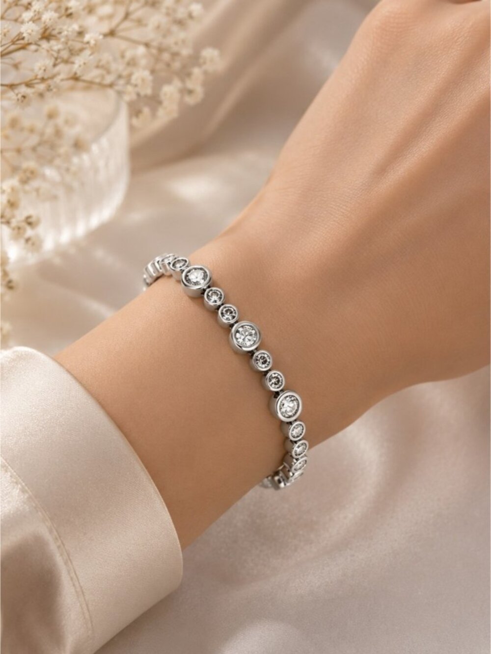 Silver Crystal Bezel Bracelet
